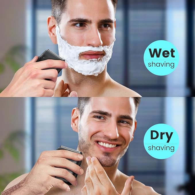 Brightup Electric Foil Shavers for Men, Mini Electric Razor for Shaving Face, Compact Travel Shaver with Floating Blades, Waterproof Wet/Dry Razor USB C Rechargeable