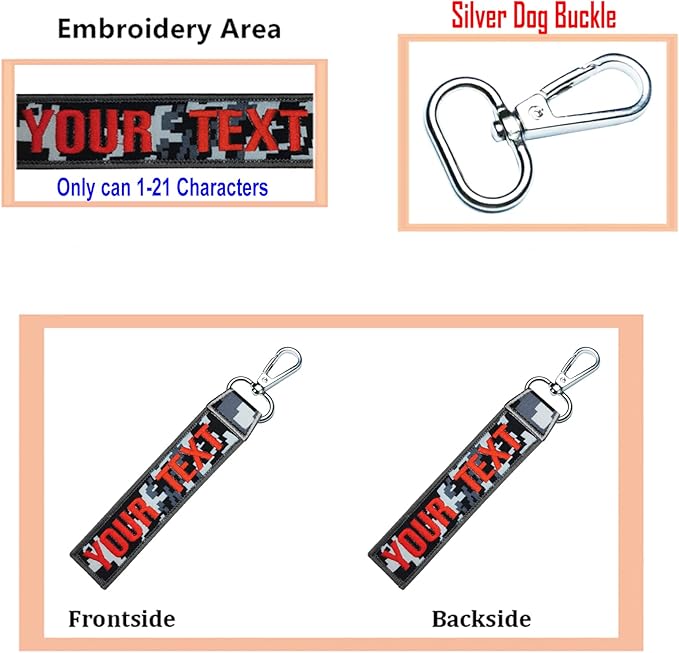 Custom Luggage Tags, Custom Personalized Luggage tag Name, Embroidery Key Ring Accessories for Car, Luggage, Crate,Gear