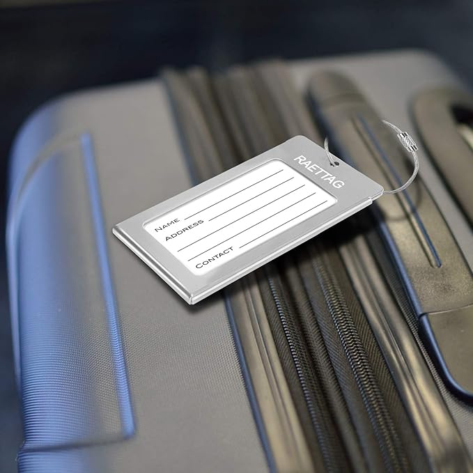 Luggage Tags Metal Suitcase Tags Travel Bag ID Identifier Luggage Tag (Silver 6-Pack)