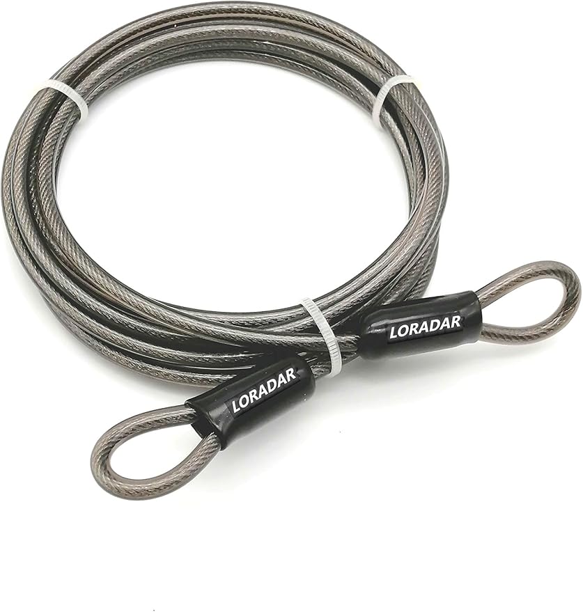 4mm Thick（5/32"） 7FT,15FT,30FT Braided Steel Coated Security Thin Cable Anti-Lost Steel Cable Luggage Lock Safety Cable Wire Double Loop (15FT)