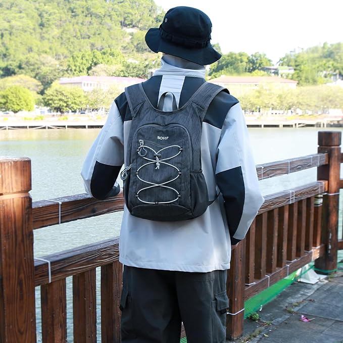 BOVIP 20L Hiking Backpack Lightweight Packable Hiking Daypack Small Travel Outdoor Foldable Shoulder Bag Black