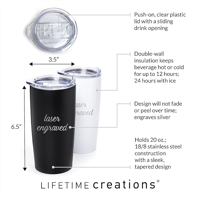 Lifetime Creations Personalized Hockey Coach Tumbler: Custom Hockey Coach Gift, Coaches Coffee Travel Mug from Team, Insulated Engraved Stainless Steel 20 Ounce Cup (White)
