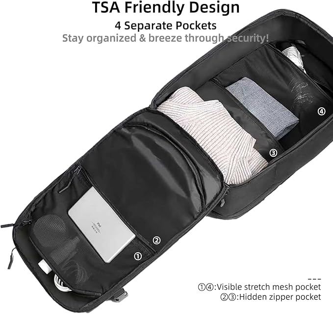 GHERSON Travel Laptop Backpack, TSA Friendly Flight Approved Carry-on Luggage,Water-resistant Lightweight Business Rucksack，Durable Large Weekender Bag Daypack Fits 17.3 Inch Laptop
