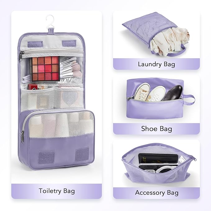 8 Set Compression Packing Cubes for Travel Essentials,Compressible Expandable Packing Cubes for Suitcase,OlarHike Luggage Organizer Bags for Travel,Handy Helper for Organizing Clothes(Purple Gray)