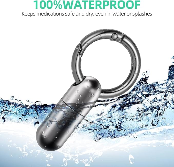 Titanium Keychain Pill Holder Waterproof Lightweight Portable Pocket Mini Pill Case for Emergency Medicine Travel Fits Daily Purse Wallet Small Pill Box Containers (Small)