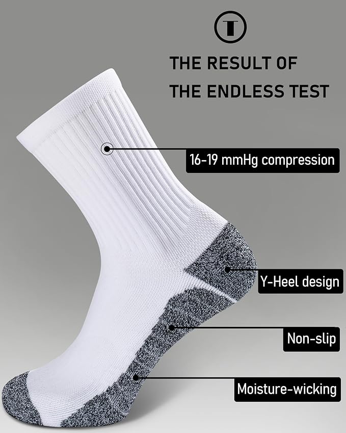 Elite Cushioned Compression Mid-crew Socks 4-Pack for Youth Women Men