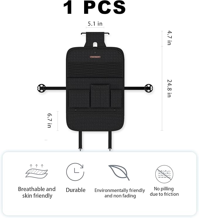 Car Seat Organizers,Multi-functional Back Seat Protectors, Storage Pouches, and Tray Holders (for Cars, Kids, Seat Back and Rear Seats) (Carbon Fiber, 1 Pcs)