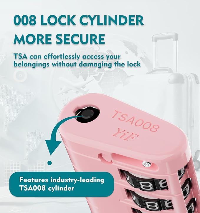 ANVIL 4 Digit Luggage Locks, TSA Locks for Luggage, Advanced TSA008 core, Alert Indicator for Your Travel Lock, Suitcase Lock.(4, Pink)