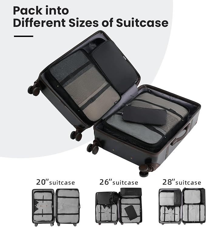 BAGAIL 6 Set/8 Set/10 Set Packing Cubes Various Sizes Packing Organizer for Travel Accessories Luggage Carry On Suitcase