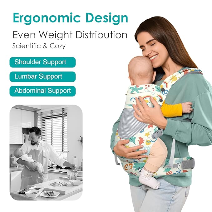 Newborn Baby Front Carrier Backpack, Toddler Baby Body Carrier, 7-66 Lbs Ergonomic Design, Lumbar Support, Lightweight