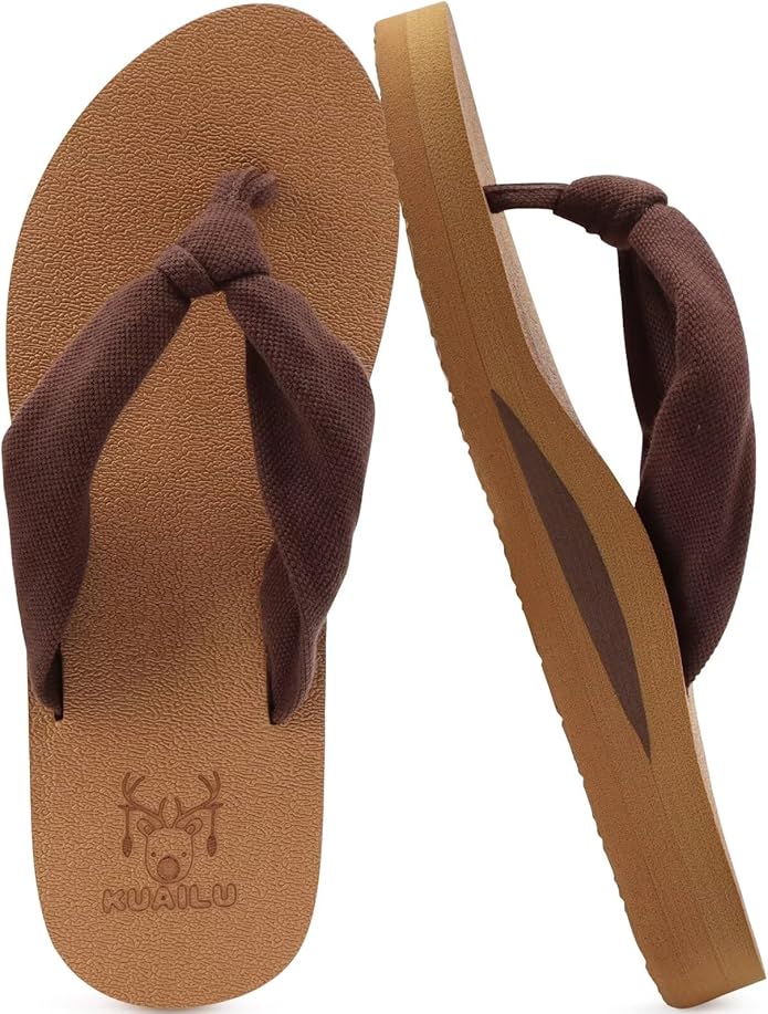 KuaiLu Flip Flops for Women with Arch Support Yoga Mat Comfortable Summer Beach Walking Thong Cushion Sandals Slip On Indoor Outdoor