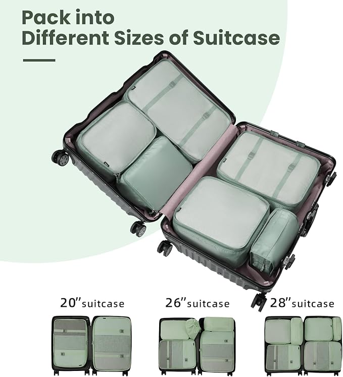 BAGAIL 6 Set/8 Set/10 Set Packing Cubes Various Sizes Packing Organizer for Travel Accessories Luggage Carry On Suitcase