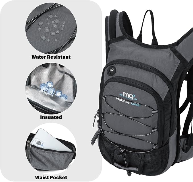 15L Insulated Hydration Backpack Pack with 2L Water Bladder Lightweight Hiking Backpack Bag for Women Men Daypack for Hiking Running Festival Camping Biking