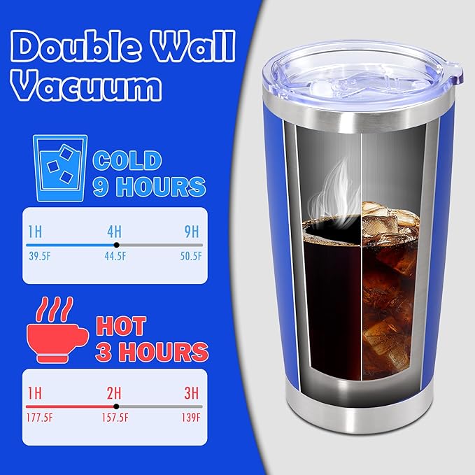 20oz Tumbler Bulk Stainless Steel Tumbler Cup with Lid Vacuum Insulated Double Wall Travel Mug, Durable Powder Coated Travel Coffee Tumbler Mug for Hot & Cold Drinks, Dark Blue,12 Pack