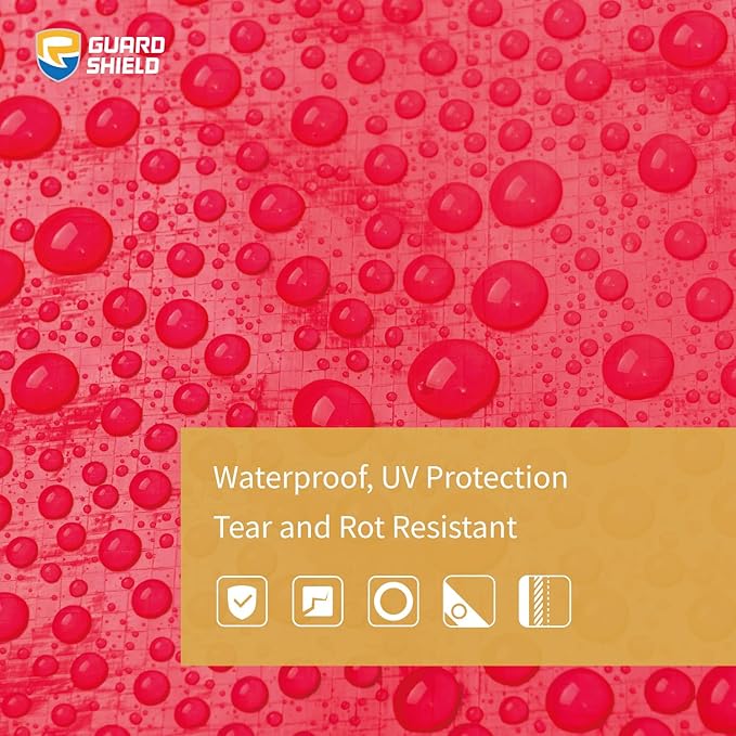 GUARD SHIELD Red Tarp 12x16 Feet Tarps High Visibility Outdoor Poly Cover Lightweight 6mil