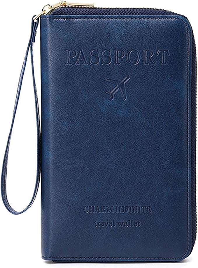 Multi-Function RFID Travel Passport Wallet with Phone Pocket - Ultimate Passport Holder for Women & Men | Holds Phones, Passports, Cash, Cards & Boarding Passes (Blue)