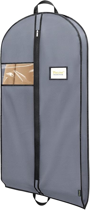 BALEINE 1PK Heavy Duty Garment Bag with Shoe Storage Travel Bag for Dresses, Suit, Coats Travel Essential (60", Grey)