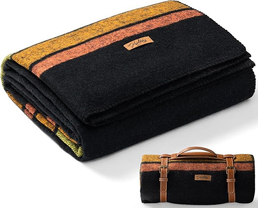 100% Wool Blanket, 62" x 86", Warm, Thick, Washable, Military Wool Blanket, Great for Camping, Outdoors, Sporting Events, Survival Kits