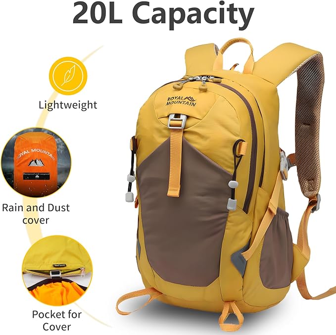 Small Hiking Backpack, 20L Lightweight Travel Backpacks For Men Women, Water Resistant Outdoor Day Pack, Ultralight Camping Daypack Backpacks, Durable Hiking Backpack Fit For Camping.(With Rain-cover)