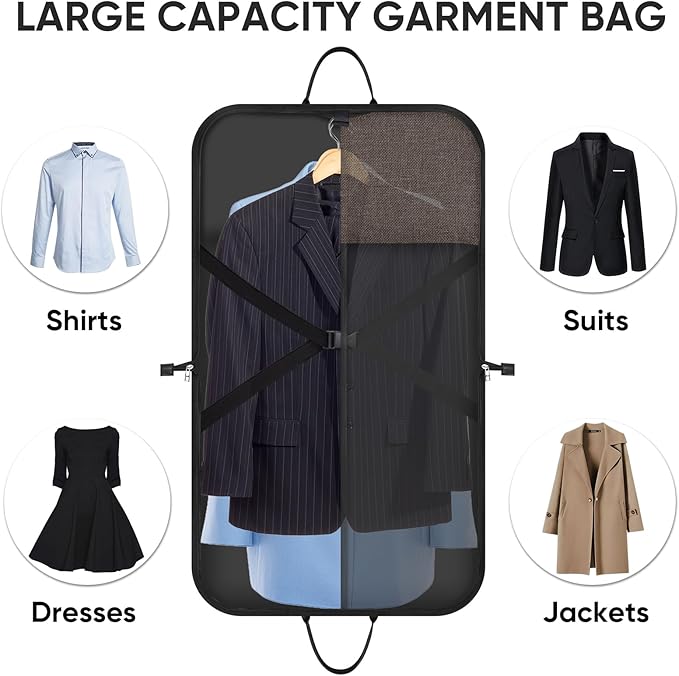 BALEINE Travel Garment Bag, Travel Suit Bag for Men, 42'' Waterproof Carry on Garment Bag for Hanging Clothes, Garment Duffel Bag for Travel Business (Brown)