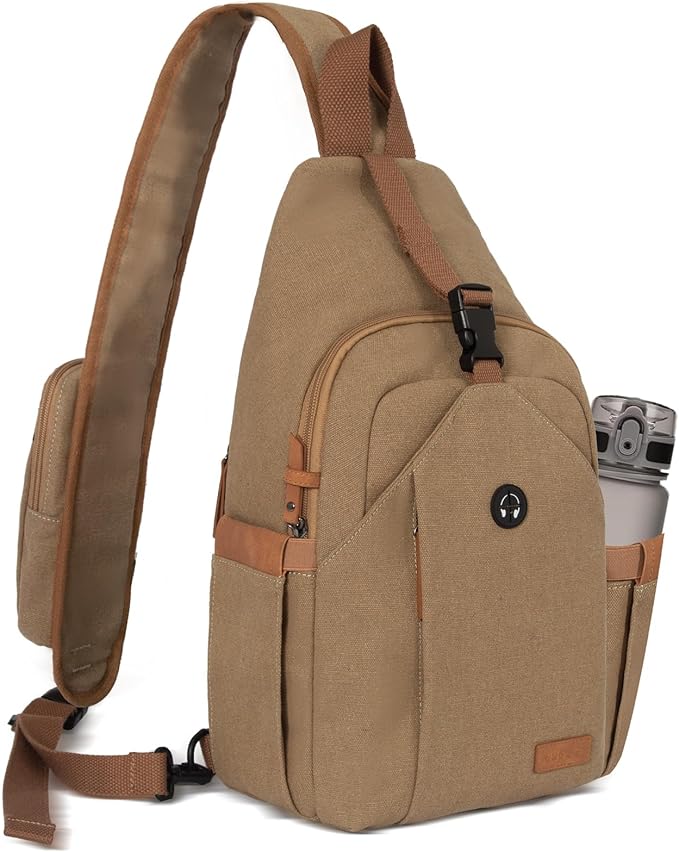 Sling Bag for Men, Crossbody Bag Men Anti Theft Crossbody Bag with Tunnel Lock Zipper Canvas Sling Backpack Travel