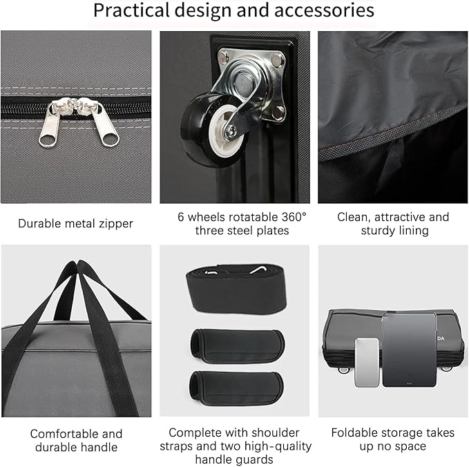 Expandable Foldable Luggage, 42'' Suitcase With Spinner Wheels, Rolling Duffle Bag with Wheels and Handle, Collapsible Luggage, With 2 Handle Wrap and 2 Fixing Straps, 1 Shoulder Strap (Grey)