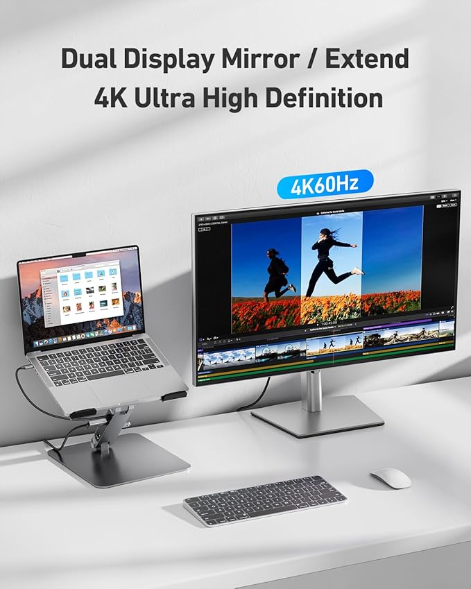 BENFEI Laptop Stand with USB C 6in1 Docking Station, HDMI 4K@60Hz,Gigabit Ethernet, 100W Power Delivery, 10Gbps 1*USB C 3.2 and 2*USB A 3.2 Compatible with MacBook Pro/Air, iPad Pro, XPS, Thinkpad