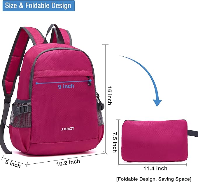 YZAOLL Small Lightweight Packable Hiking Backpack, 20L Hiking Backpack Day Pack for Women Men Travel Camping Vacation,Rose