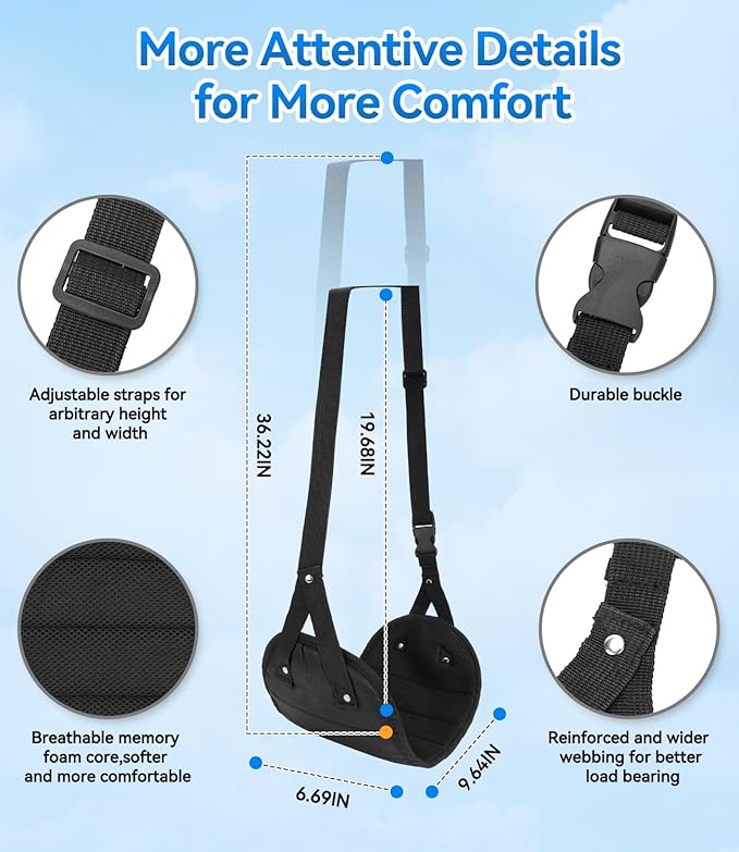 Ergonomic Airplane Foot Hammock(Memory Foam)-Ultimate Comfort Foot Hammock for Plane Travel Essentials to Relax Your Feet, Portable Airplane Foot Rest with Adjustable Strap, Perfect for Long Flight