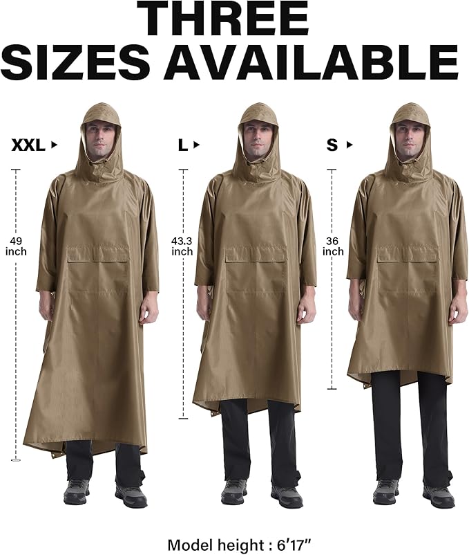 iCreek Hooded Rain Poncho with Pocket Waterproof Lightweight Unisex Raincoat Jacket for Hiking, Camping, Outdoor