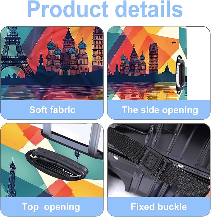 Luggage Cover Washable Suitcase Protector Anti-Scratch,Stretchable Fit for 20-34Inch Luggage Durable Travel Bag Cover with Zipper Closure (Travel-1, XL(fits 32-34Inch suitcase))