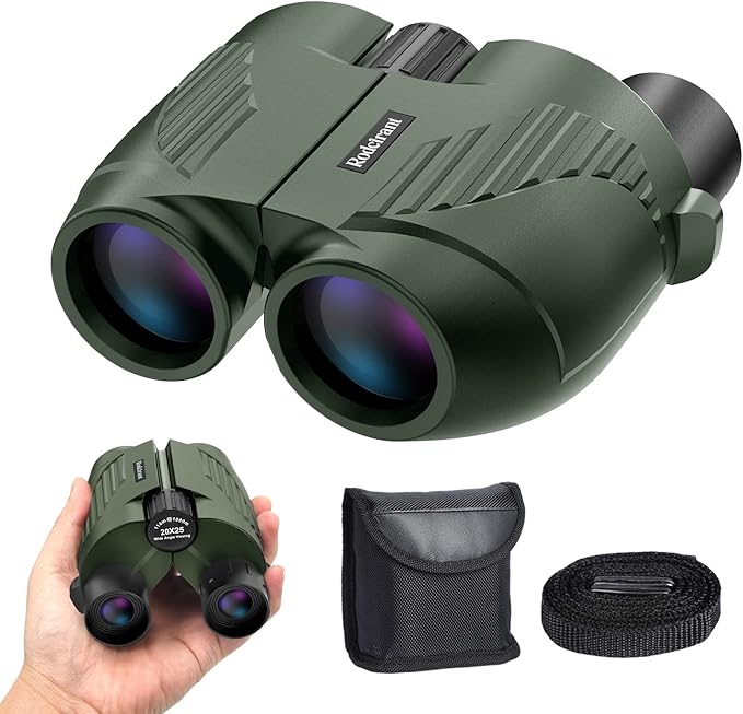 20X25 Compact Binoculars for Adults and Kids,Large Eyepiece Waterproof Binocular，Easy Focus Small Binoculars for Bird Watching,Hiking and Concert, Green