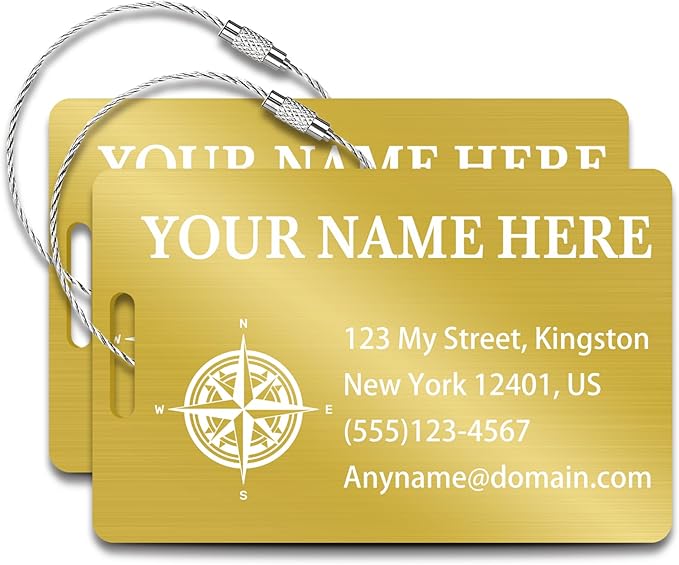 Personalized Luggage Tags for Suitcases (2/4/6/8 Pack) - Custom Engraved Metal Travel Tag, Customizable Pattern/Name/Text for Bags Backpacks Suitcases