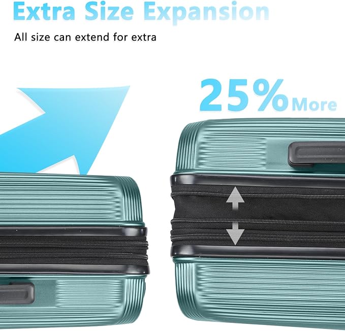 20 Inch Lightweight Expandable Carry On Luggage, PC Hardside Suitcase with Spinner Wheels & TSA Lock, Carry-on 20-Inch, Green
