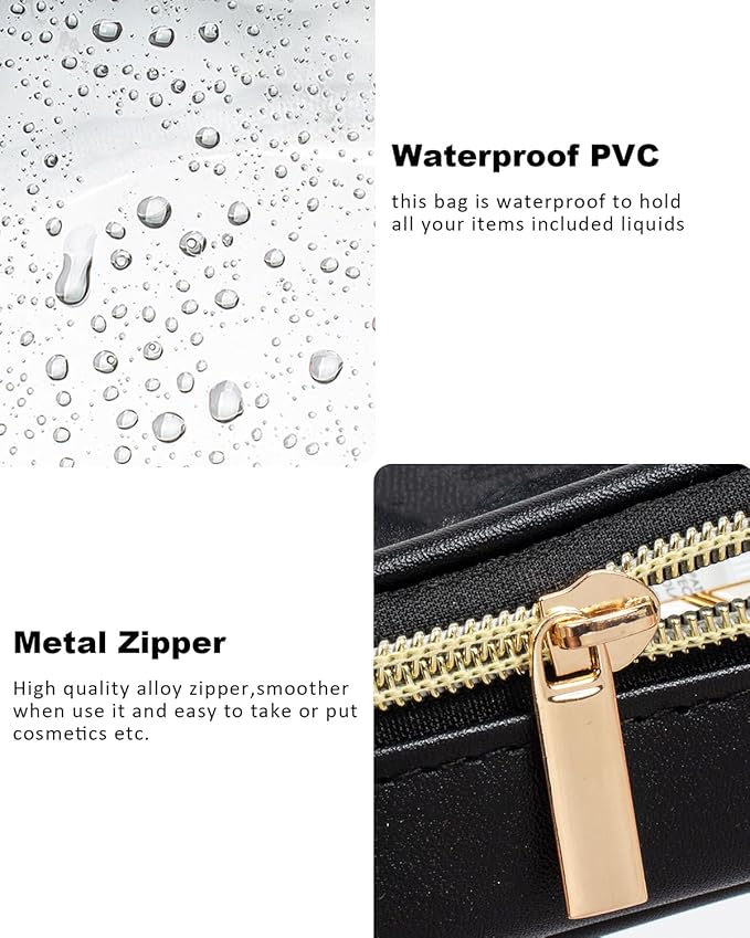 Clear Makeup Bag Small, TSA Approved Portable Toiletry Bag with Zipper Cosmetic Travel Bag Makeup Organizer Case Mini Makeup Pouch for Purse Car Organizer Bag for Women Men
