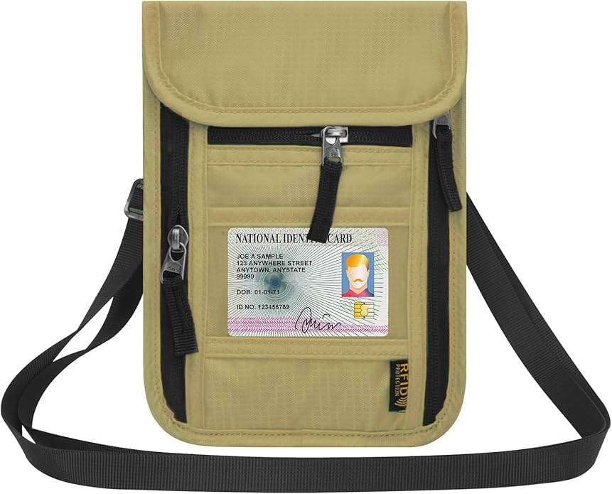 Neck Wallet for Travel,Passport Holder Neck Pouch for Men Women with Adjustable Neck Strap and RFID Blocking