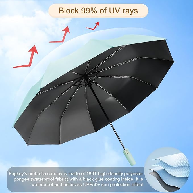 2-Pack Windproof, Waterproof, UV-Blocking Portable Travel Umbrella, Compact Sun & Rain Folding Umbrella, Double Rib Structure, Large Auto Open and Close Car Umbrella
