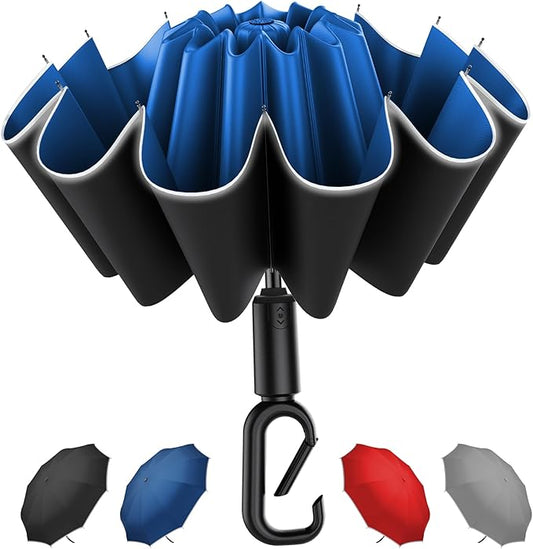 Auto Open Close Umbrella - Ultra Light Compact Travel & Backpack Size for Women and Men, UPF 50+ Eco-Friendly Sun Protection & Windproof Rain Umbrella with UV Defense