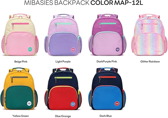 mibasies Toddler Backpack for Girls 2-4: Glitter Kids Backpacks for Girls - Preschool Kindergarten Backpack - Rainbow Pink