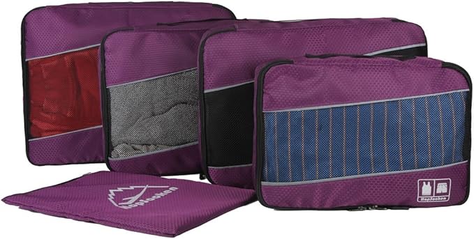 5 Set Packing Cubes for Travel Large Suitcase Luggage Organizer Bags Travel Accessories Vacation 4 Cubes 1 Laundry Pouch Bag