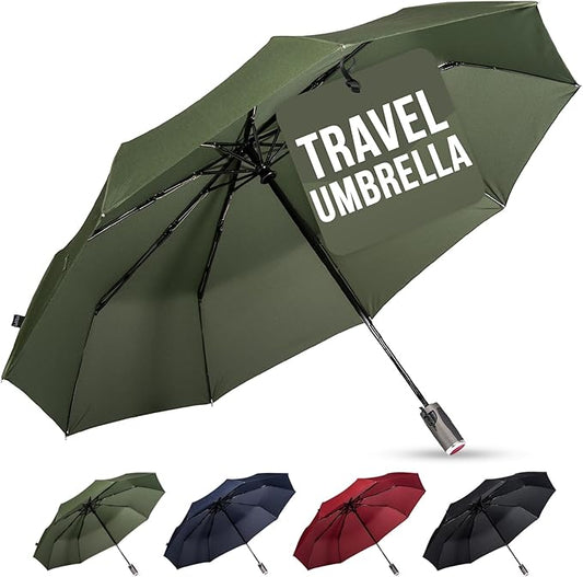LifeTek Premium Travel Umbrella - Windproof & Compact for Men & Women, Automatic Open Close, Fits in Purse Laptop Bag or Backpack, Strong Frame for Heavy Rain & Sun UV Protection