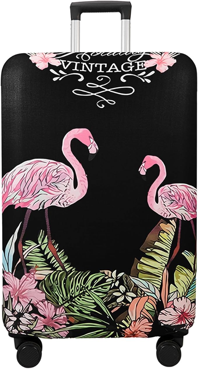 WUJIAONIAO Travel Luggage Cover Baggage Suitcase Cover Protector Skins 18-32 Inch (Flamingo A23, XL (for 29-32 inch luggage))