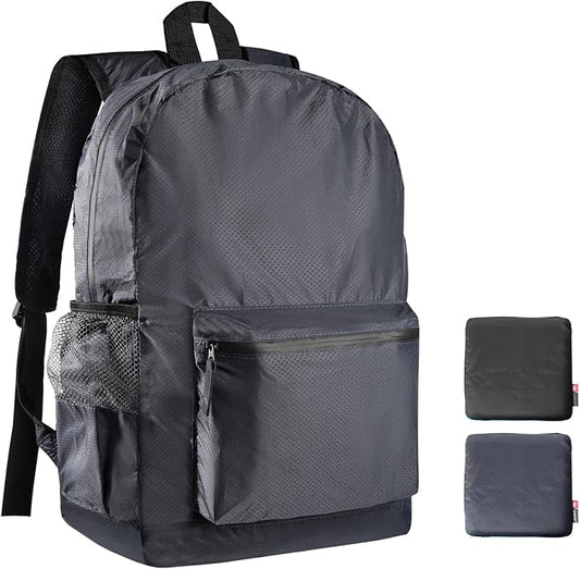 pack all 20L Lightweight Packable Backpack, Water Resistant Foldable Backpack, Travel Hiking Daypack with Waterproof Zippers (Navy Blue)