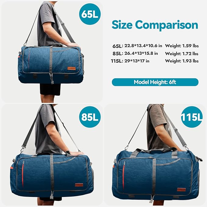 Canway 115L Travel Duffel Bag, Foldable Weekender Bag with Shoes Compartment for Men Women Water-proof & Tear Resistant