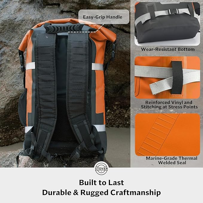 STOVER 5/10/25/30/40/55L Waterproof Backpack- Floating Dry Bag for Kayaking, Travel, Beach, Hiking, & Camping, Men/Women