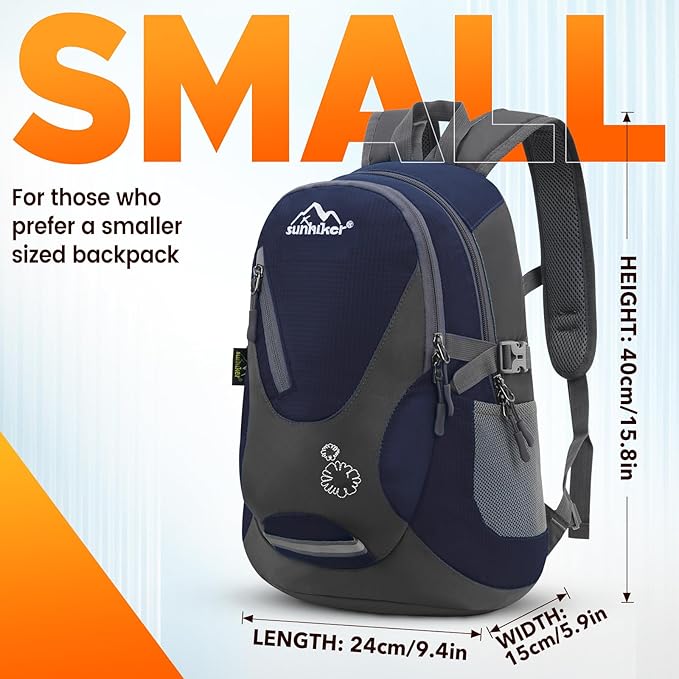 sunhiker Cycling Hiking Backpack Water Resistant Travel Backpack Lightweight SMALL Daypack M0714 (Dark Blue)
