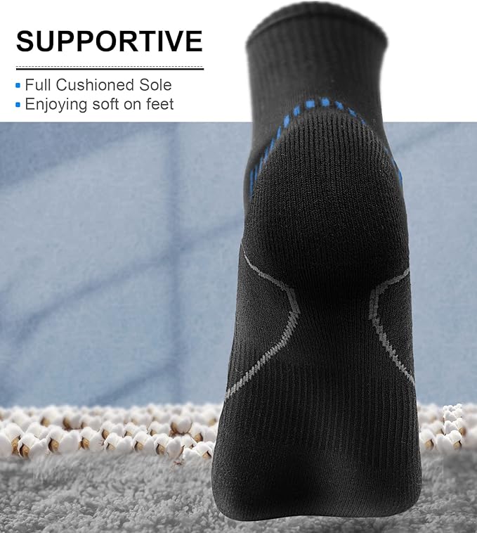 BULLIANT Compression Socks for Men 6Pairs, Athletic Crew Socks Cushioned For Men Sports Running-Arch Support