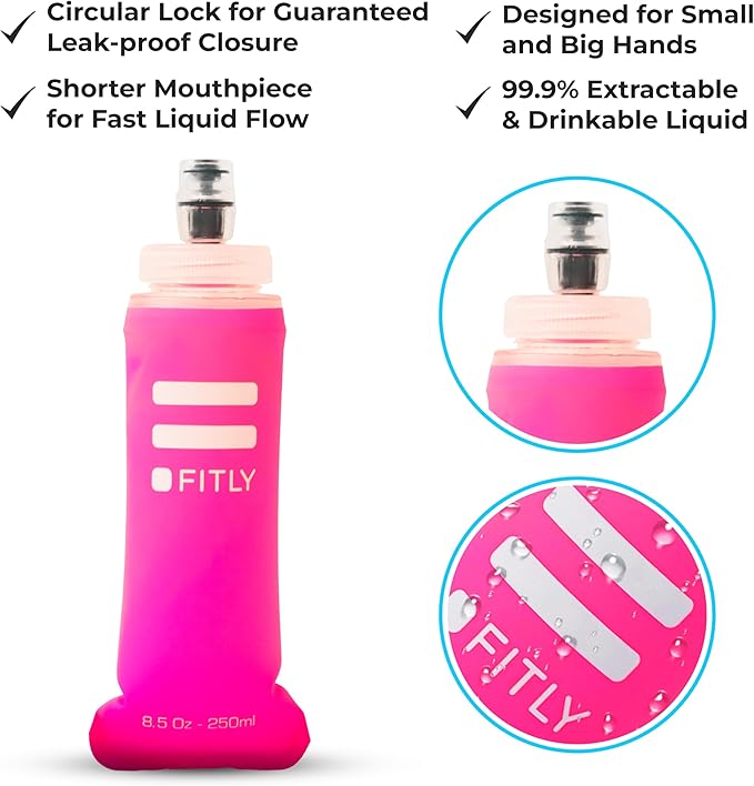 Soft Flask - Shrink As You Drink Soft Water Bottle for Hydration Pack - Folding Water Bottle Ideal for Running, Hiking, Cycling, Climbing & Rigorous Activity