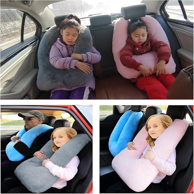 Travel Pillow Car Pillow Kid Car Sleeping The Sleeping Aid for Adults and Kids on Road Trips Kids Travel Pillow Gray