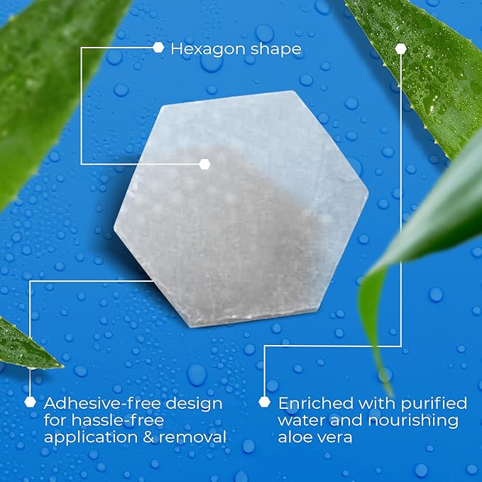 Hexagels Plus Aloe Vera - Advanced Healing Hydrogel Pads for Blister Prevention & Soothing Burn Care - Foot, Heel, Toe, & Ankle Protection, Pack of 50, 1-Inch Patches, by Medagel, Paraben Free Formula
